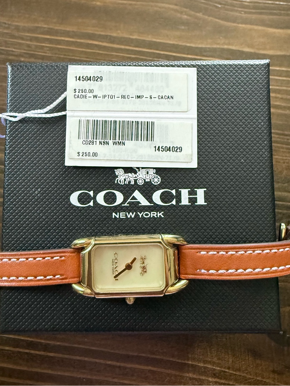 Coach Box Price Tag with Barcode on White Label